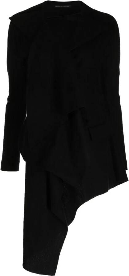 Yohji Yamamoto asymmetric-hem wool coat Zwart