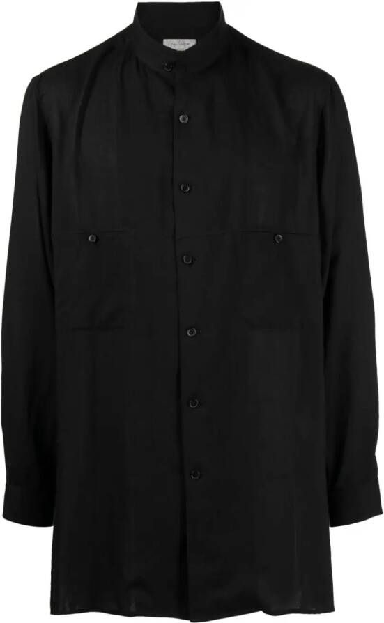 Yohji Yamamoto Overhemd met bandkraag Zwart