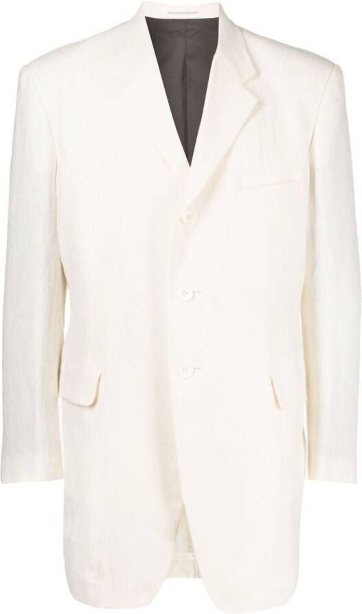 Yohji Yamamoto Blazer met enkele rij knopen Wit