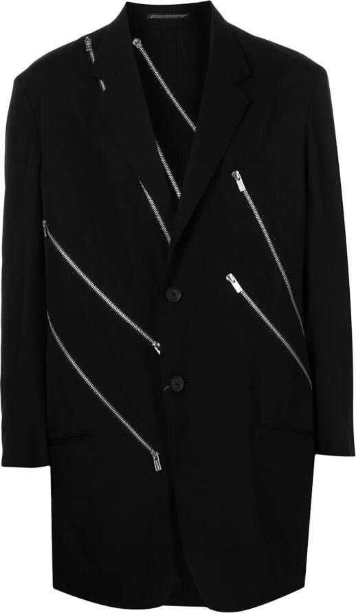 Yohji Yamamoto Blazer met enkele rij knopen Zwart