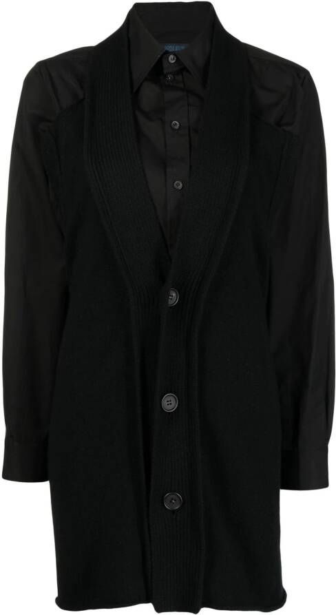 Yohji Yamamoto Blouse met vest-effect Zwart