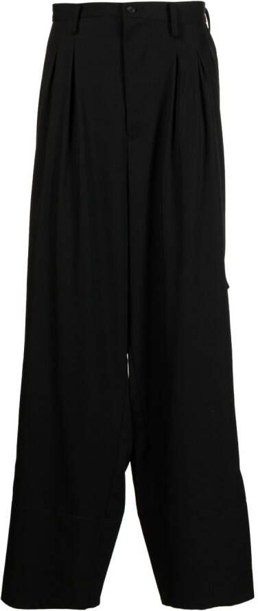 Yohji Yamamoto Broek met geplooid detail Zwart