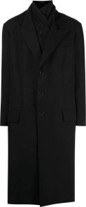 Yohji Yamamoto button-neck single-breasted coat Zwart