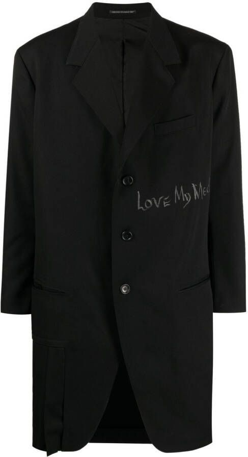 Yohji Yamamoto Jas met gekerfde revers Zwart