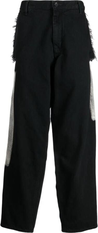 Yohji Yamamoto Jeans met franje Zwart
