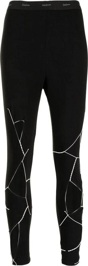 Yohji Yamamoto Legging met logo tailleband Zwart