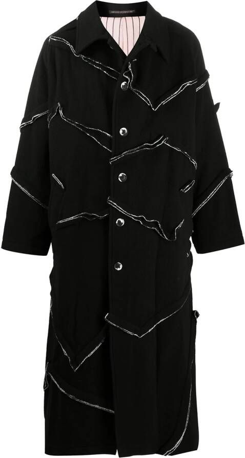 Yohji Yamamoto Mantel met textuur Zwart
