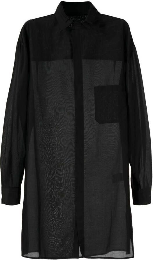 Yohji Yamamoto Overhemd met dubbele kraag Zwart