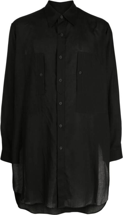 Yohji Yamamoto Overhemd met puntige kraag Zwart