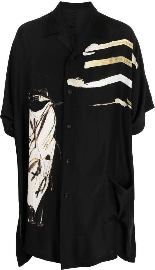 Yohji Yamamoto Overhemd met verfspatten Zwart