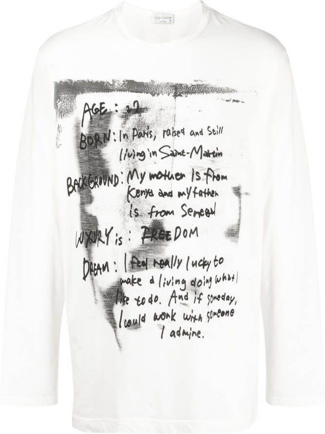 Yohji Yamamoto T-shirt met lange mouwen Wit