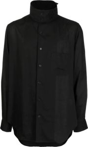 Yohji Yamamoto Poloshirt met knopenkraag Zwart
