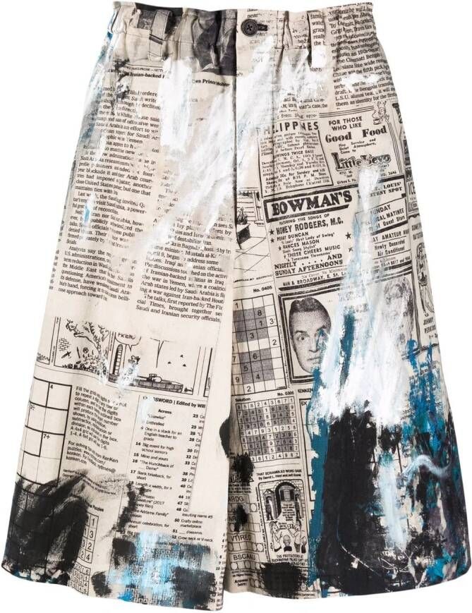 Yohji Yamamoto Shorts met print Beige