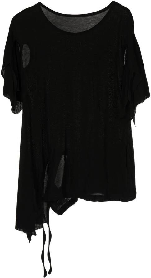 Yohji Yamamoto T-shirt met kapmouwen Zwart