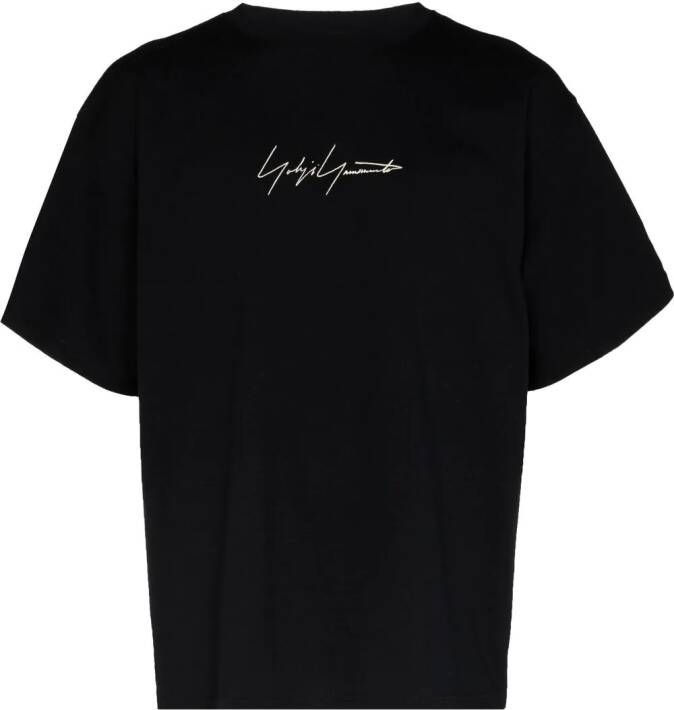 Yohji Yamamoto T-shirt met logoprint Zwart
