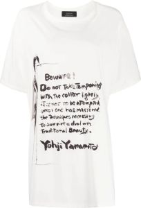 Yohji Yamamoto T-shirt met print Wit