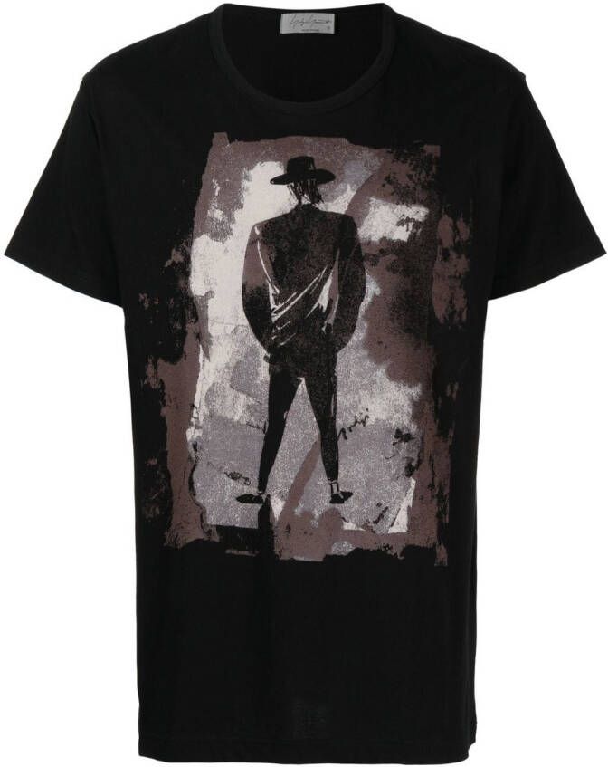 Yohji Yamamoto T-shirt met print Zwart