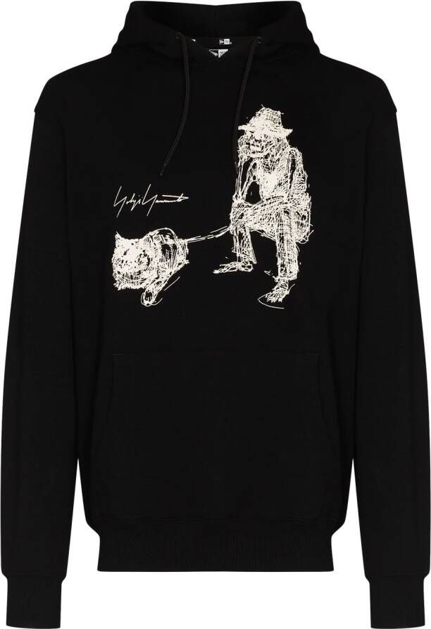 Yohji Yamamoto x New Era hoodie met print Zwart