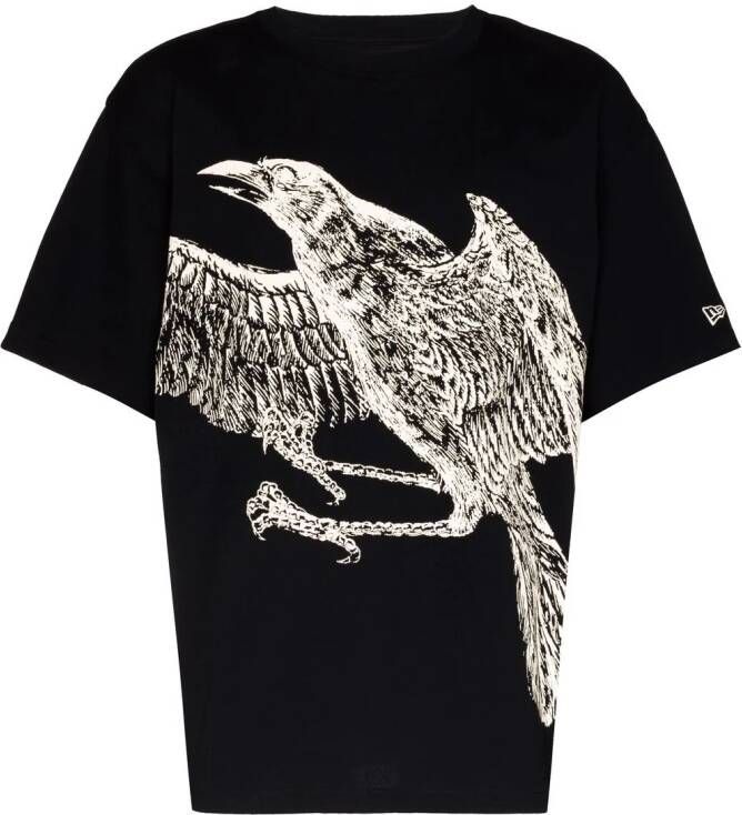 Yohji Yamamoto x New Era T-shirt met adelaarprint Zwart