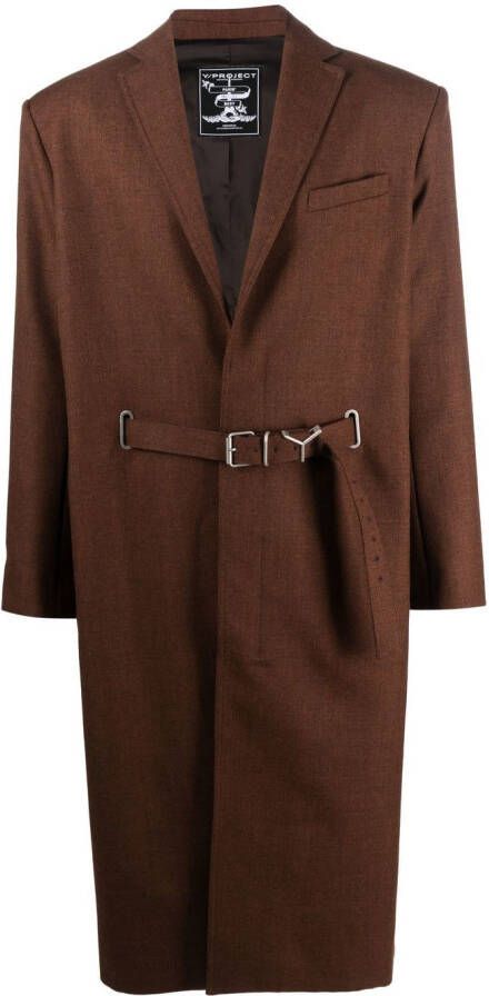 Y Project Jas met enkele rij knopen Bruin