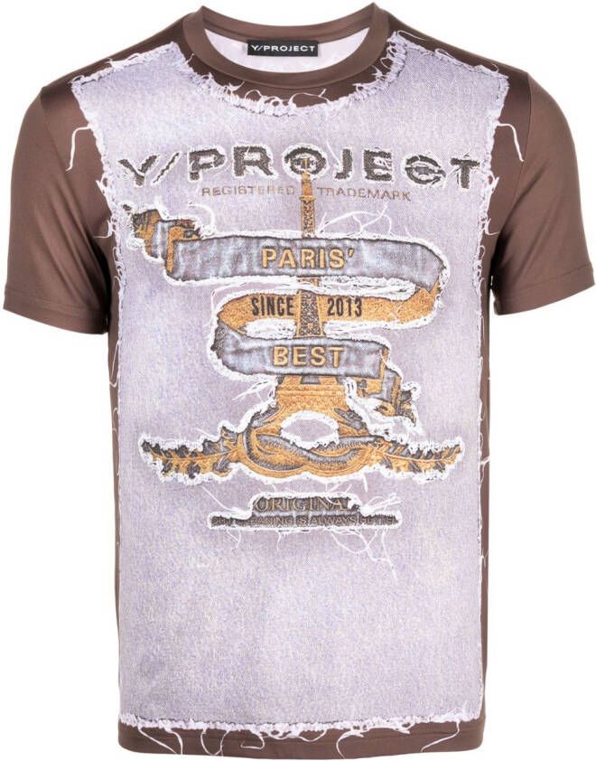 Y Project T-shirt met contrasterende details Bruin