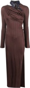 Y Project Midi-jurk met contrasterende kraag Bruin