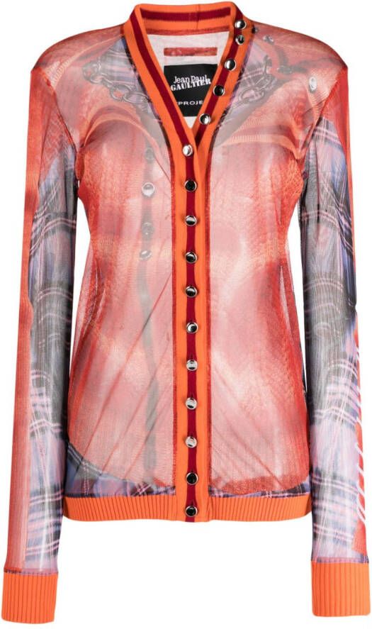 Y Project x Jean Paul Gaultier trompe l'oeil mini-rok Oranje