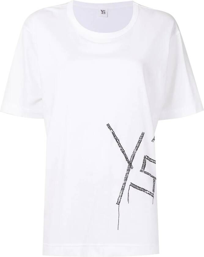 Y's T-shirt met borduurwerk Wit