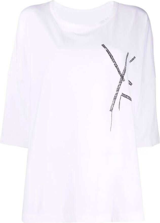 Y's T-shirt met logoprint Wit