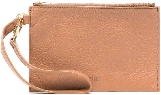 Yu Mei Clutch met logo-reliëf Bruin