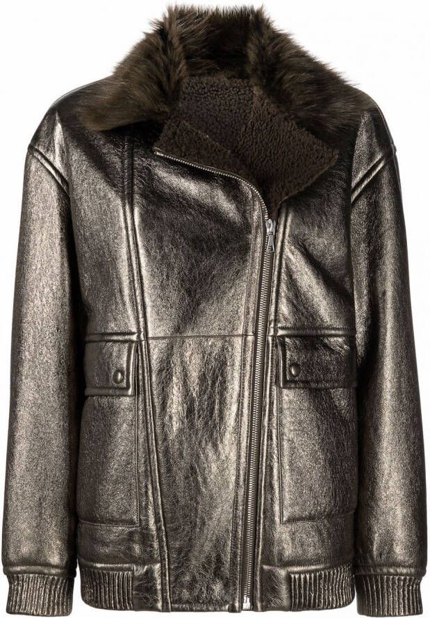 Yves Salomon Leren bikerjack Metallic
