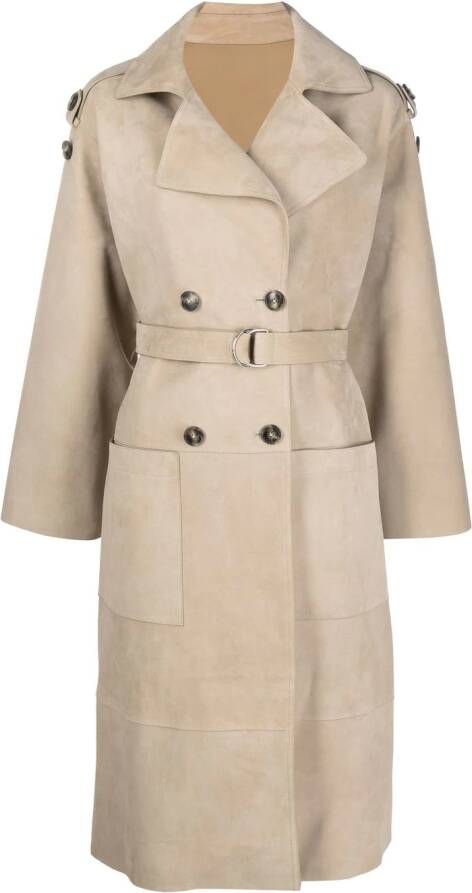 Yves Salomon Trenchcoat met ceintuur Beige
