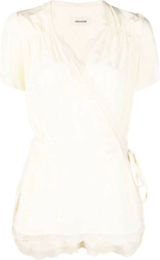 Zadig&Voltaire Blouse met wikkel-effect Beige
