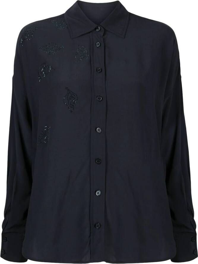 Zadig&Voltaire Blouse verfraaid met blad Blauw