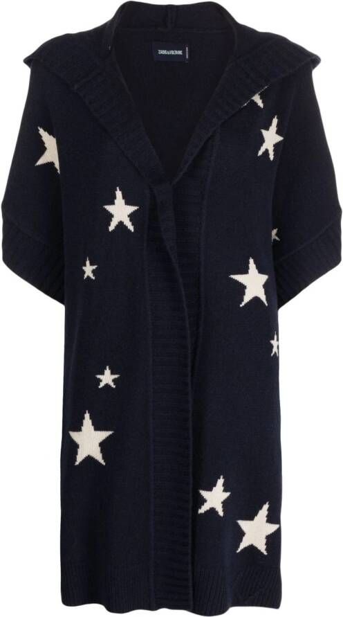 Zadig&Voltaire Inna star-jacquard cashmere cardigan Blauw