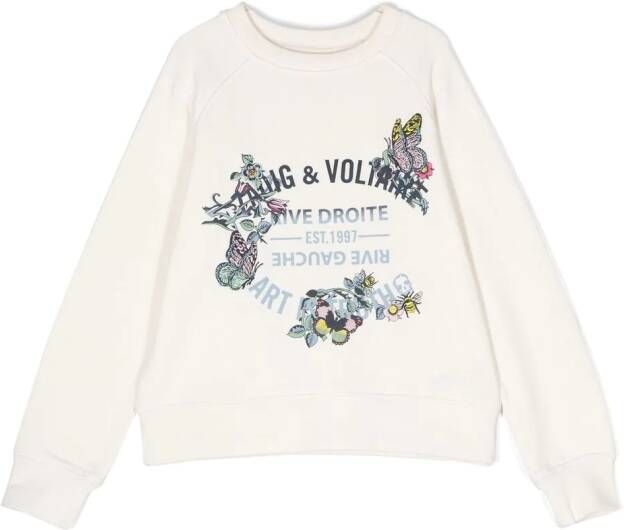 Zadig & Voltaire Kids Sweater met bloemenprint Beige