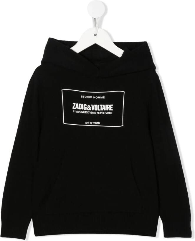 Zadig & Voltaire Kids Hoodie met logoprint Zwart