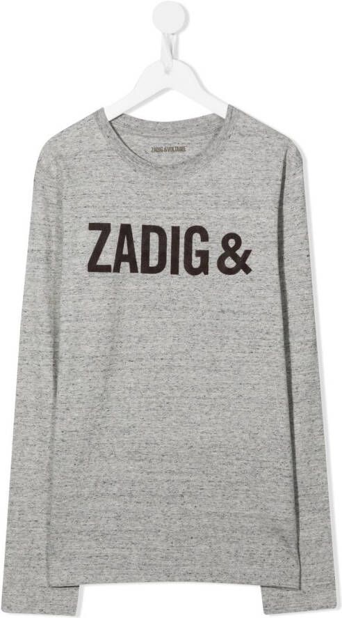Zadig & Voltaire Kids T-shirt met logoprint Grijs