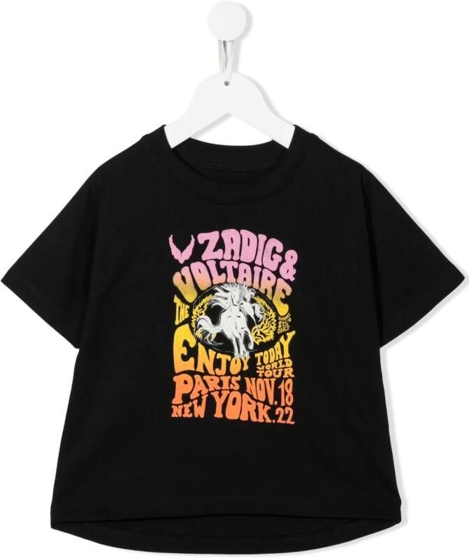 Zadig & Voltaire Kids T-shirt met logoprint Zwart
