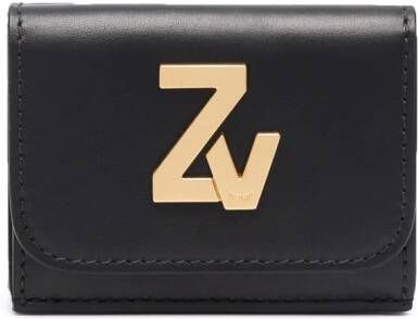Zadig & Voltaire Zwarte leren portemonnee met ZV-logo Black Dames