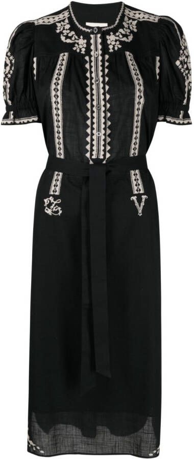 Zadig&Voltaire Midi-jurk met borduurwerk Zwart