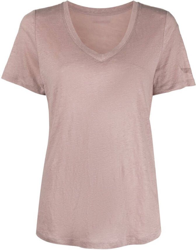 Zadig&Voltaire T-shirt met V-hals Roze