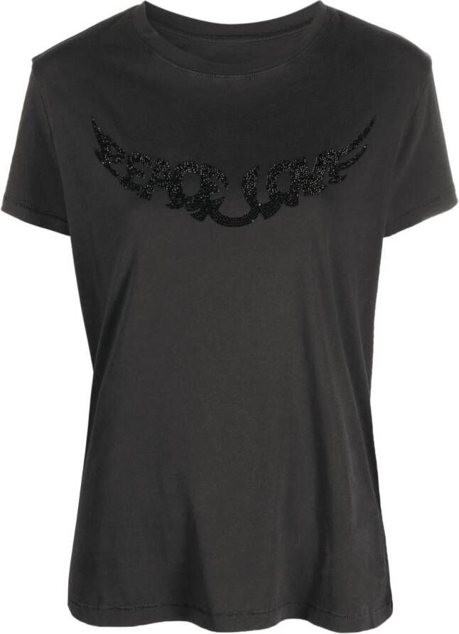 Zadig&Voltaire Walk Peace and Love embellished T-shirt Grijs