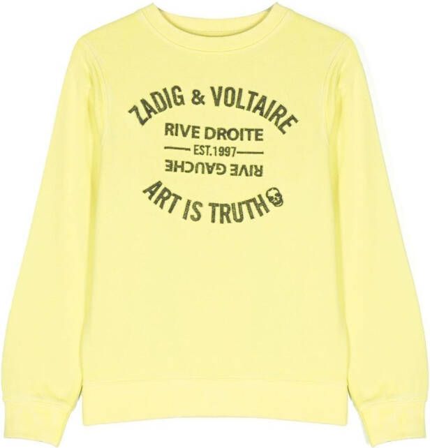Zadig & Voltaire Kids Sweater met logoprint Geel