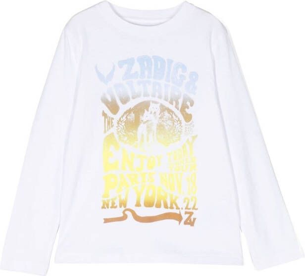 Zadig & Voltaire Kids T-shirt met grafische print Wit