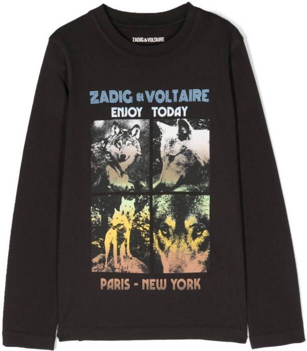 Zadig & Voltaire Kids T-shirt met grafische print Zwart