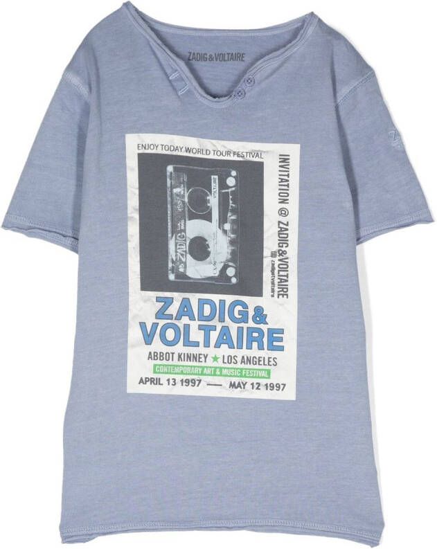 Zadig & Voltaire Kids T-shirt met logoprint Blauw