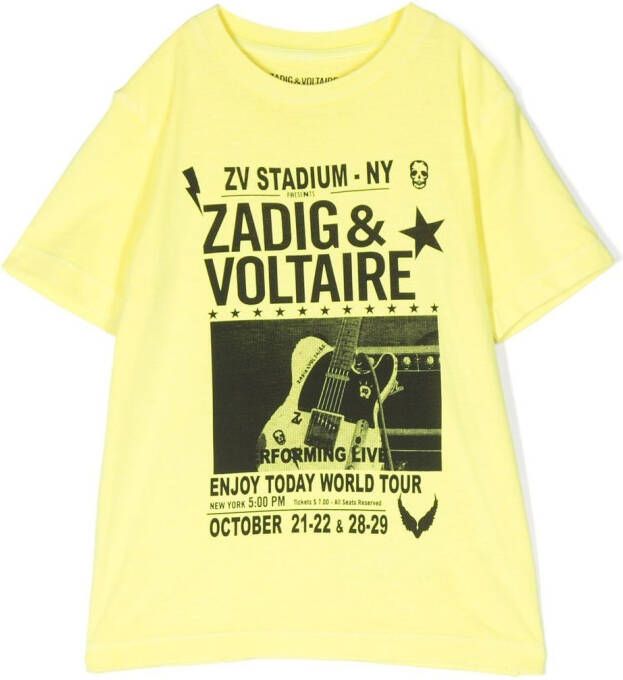 Zadig & Voltaire Kids T-shirt met logoprint Geel