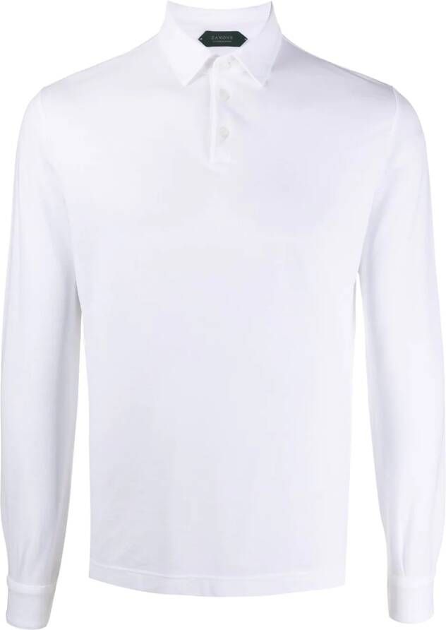 Zanone Poloshirt met lange mouwen Wit