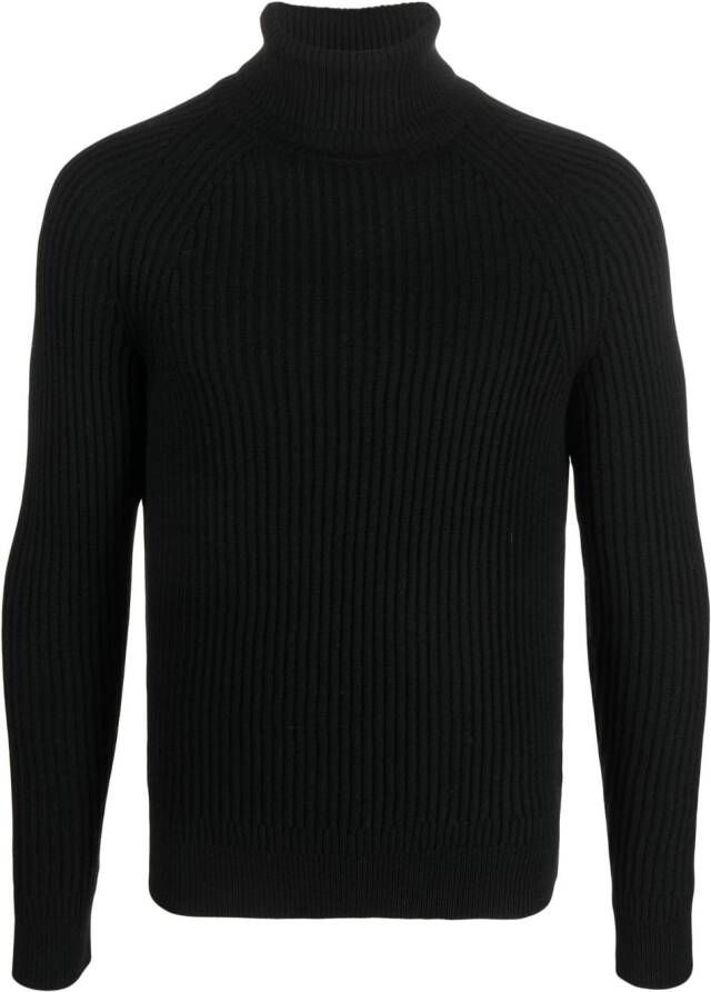 Zanone Ribgebreide coltrui Zwart